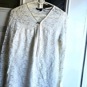 Zac & Rachel White Floral Lace Long Sleeve Blouse